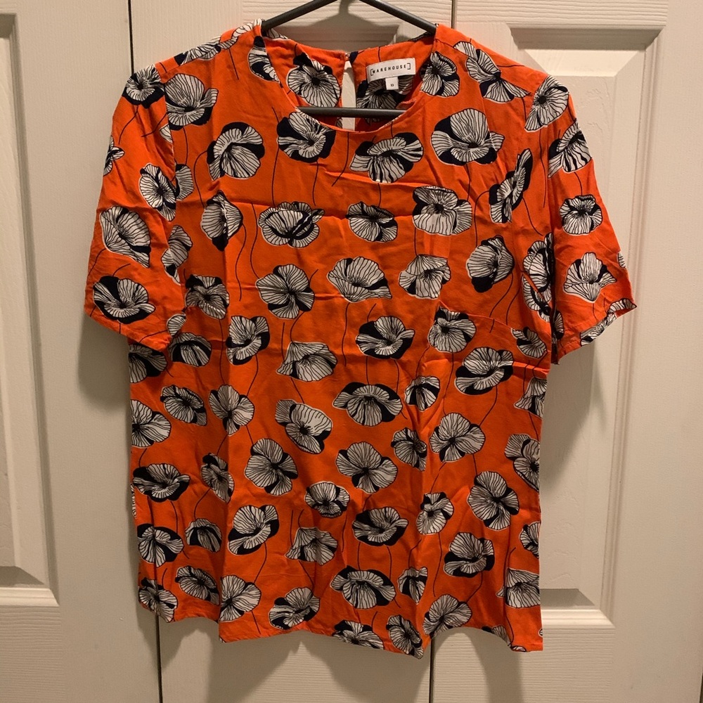warehouse orange floral top